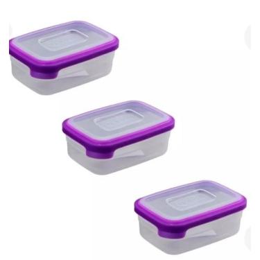 Imagem de Kit 3 Potes Marmitas 500ml Freezer/Microondas Transparente - Helsim, R