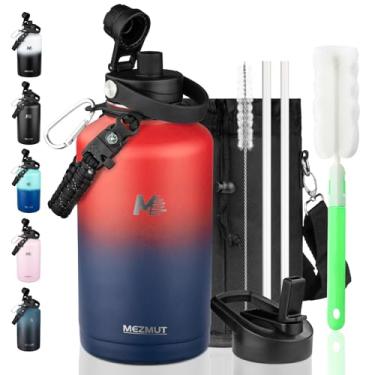 Imagem de MEZMUT Garrafa de água esportiva (1,8 litros, vermelho e azul)