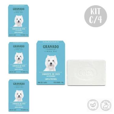 Imagem de Kit c/4 Sabonetes em Barra Pet Coco Limpeza Profunda 100g Granado