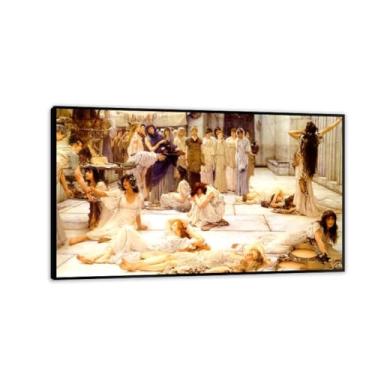 Imagem de Impressões emolduradas em preto The Women of Amphissa por Lawrence Alma Tadema, reprodução de pintura a óleo, impressão giclée em tela, arte de parede pronta para pendurar para decoração de quarto de