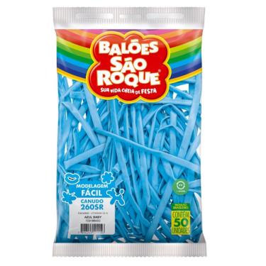 Imagem de Balão canudo 260 - são roque - azul baby - Pacote com 50 unidades