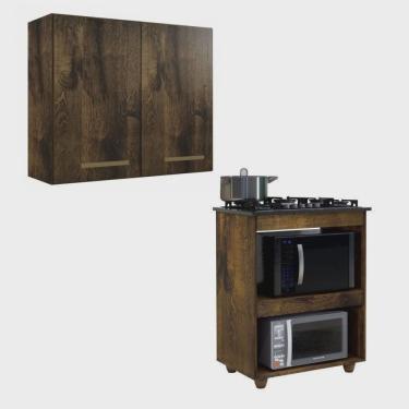 Imagem de Conjunto Armário Aéreo 2 Portas e Balcão para Cooktop 5 Bocas