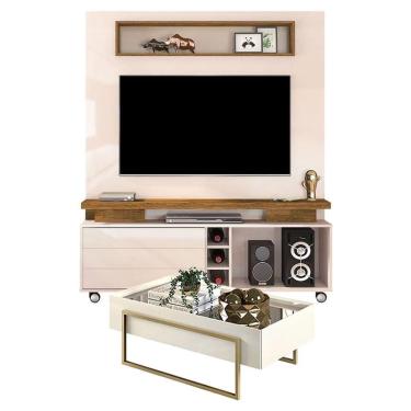 Imagem de Estante Home Theater Morfeu Off White Demolição e Mesa de Centro Petri Off White – dj Móveis
