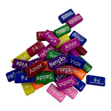 Imagem de 50 Palavras Entremeio em Português Miçangas Plaquinha 15mm Para Fazer Pulseira Colar