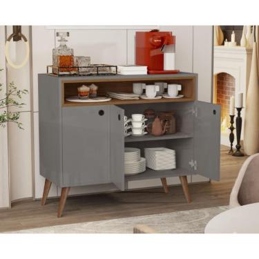 Imagem de Aparador Buffet Paris 3 Portas Cinza / Freijó