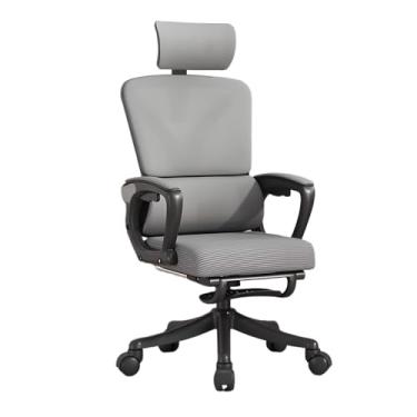 Imagem de Lzyjckh Cadeira de computador de malha Cadeiras ergonômicas para escritório em casa Cadeira executiva de mesa com encosto alto com apoio para os pés retrátil para casa, escritório,Gray b,62×62×128cm