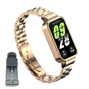 Imagem de T-BLUER Pulseiras compatíveis com Xiaomi Smart Band 9 Active/Redmi Band 3, pulseira de substituição de metal de aço inoxidável, acessórios para Redmi Band 3