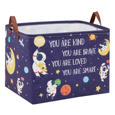 Imagem de XHWZOF Caixa De Armazenamento Para Decoração Quarto Infantil, Organizador Brinquedos, Astronauta, Planetas E Estrelas, Espaço Sideral, Galáxia, Azul, Cesto Roupa Suja Bebê, Sala Aula, Berçário