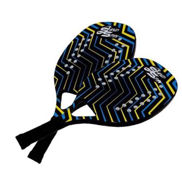 Imagem de Kit 2 Raquetes de Beach Tennis Sand Spin Aloha Fibra de Carbono Azul, 