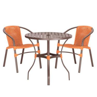 Imagem de 02 Cadeiras Floripa e Mesa Roma 100Cm Marrom e Corda Nautica Trama Ori