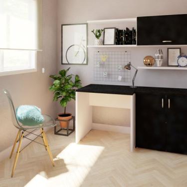 Imagem de Mesa Reta Corp 25mm 80 Cm Bramov Móveis Branco/preto