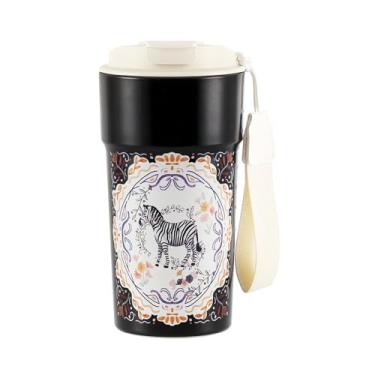 Imagem de Xícara de café de aço inoxidável 304 de 500 ml, 304ss, caneca de café Tritan, copo de café de aço inoxidável isolado, copo de café gelado reutilizável, caneca de viagem de café quente com canudo