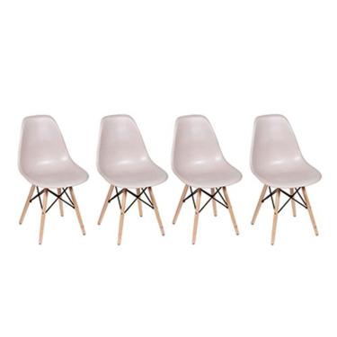 Imagem de Conjunto 4 Cadeiras Eiffel Base Madeira - Bege Acinzentado