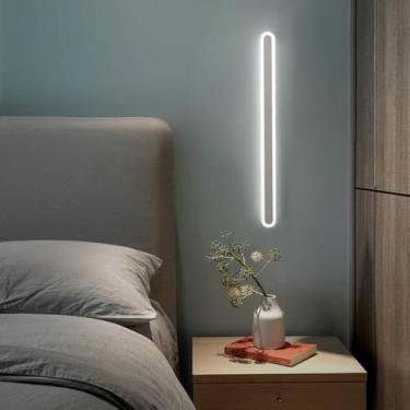Imagem de Lâmpada De Parede Led Moderna Interior Longa Tira Luz De Parede De Alumínio Luz De Três Cores Espelho Lâmpada Frontal Design Linear Lâmpada De Cabeceira Sala De Estar, White, 120cm45W