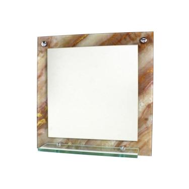 Imagem de Espelho Banheiro Com Prateleira 40Cm X 40Cm Mármore Marfim