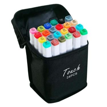 Imagem de Estojo Canetinhas Escolar Ponta Dupla 24 Cores Cor Da Tinta