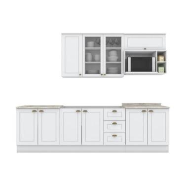 Imagem de Cozinha Compacta 280cm Americana com Vidro 6 peças 10 Portas 3 Gavetas