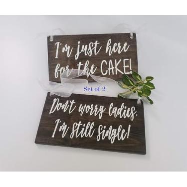 Imagem de Eletina Placas De Madeira/Conjunto 2 Para Porta-Alianças, Florista, Não Se Preocupem, Meninas, Ainda Estou Solteira, Só Aqui O Bolo, Cerimônia Casamento, Cozinha, Café, Pub, Arte Parede Madeira, Dec
