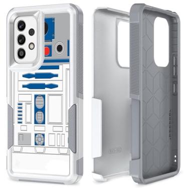 Imagem de Capa para Samsung Galaxy A53 5G, R2D2 Astromech Droid Robot padrão de absorção de choque PC rígido e capa protetora de camada dupla híbrida de silicone interno para Samsung Galaxy A53 5G