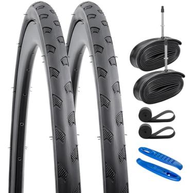 Imagem de Pneus de bicicleta de estrada 700C 700X28C/28-622 e 700C Válvula Presta com 2 tiras de aro compatíveis com pneus de bicicleta 700x26C 700x27C 700 x 28C 700x29C 700x30C Pneus e tubos de bicicleta - 2