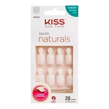 Imagem de Unhas Postiças Kiss New York Salon Naturals Tamanho Quadrado Curto KSNO3BR com 28 Unidades