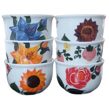 Imagem de Jogo 6 Cumbucas Tigelas Bolws 200ml Porcelana Decorada(2)