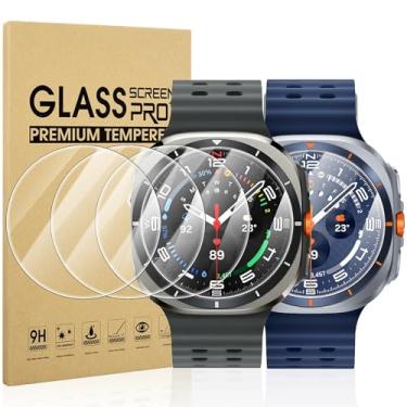 Imagem de Suoman Pacote com 4 protetores de tela para Samsung Galaxy Watch 8 Ultra 47 mm, protetores de vidro temperado perfeitamente adequados para relógios inteligentes Galaxy 47 mm