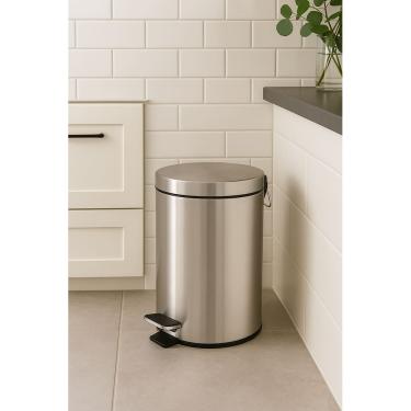 Imagem de Lixeira Inox Com Pedal Alça E Cesto Removível - Inox Escovado - 3 Litros