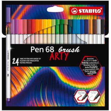 Imagem de Caneta com ponta de fibra premium - Caneta STABILO 68 carteira ARTY de 24 cores sortidas