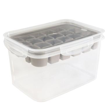 Imagem de Forma de gelo com pote hermético Trava Mais 4 litros cinza Plasutil ref.15393