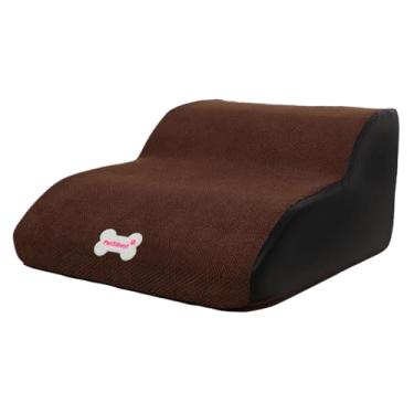 Imagem de Generic Escadas de cachorro para cães pequenos, degraus para cães para cama alta, confortável, macio, não deslizante, 2 degraus de estimação para gatos, CafÉ