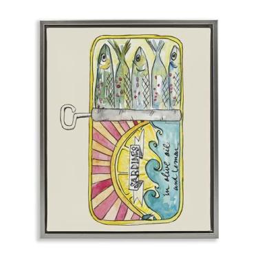 Imagem de Stupell Industries Arte de parede em tela flutuante em lata de sardinha pastel cinza por NOLA JAMES, 53 x 43 cm