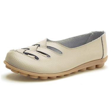 Imagem de VenusCelia Mocassim Casual Feminino Confortável Para Caminhada (8,5 M Eua, Bege)