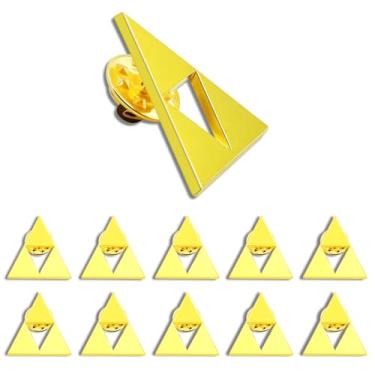 Imagem de Broche triangular 6/12/50/100 peças Broche Triforce de força, coragem e sabedoria para colegas de trabalho e amigos, Liga metálica, galvanoplastia, Sem Pedra Preciosa