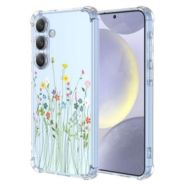 Imagem de GTBDEKI Capa para Galaxy S25, para Samsung S24 SM-S921U SM-S931U Capa protetora de telefone com padrões de jardim de flores transparentes para Samsung Galaxy S25 buquê de flores