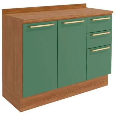 Imagem de Balcão com Tampo 2 Portas 3 Gavetas 120cm MDP Botanic Kappesberg