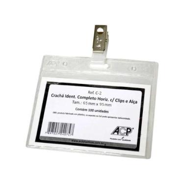Imagem de Crachá Identificador com Clips e Alça Acp 65x95mm C-2 C/100