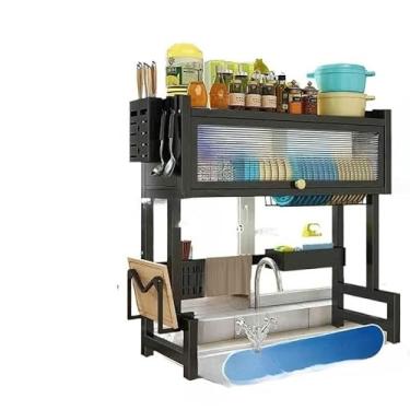 Imagem de 85cm Escorredor De Louça Suspenso Boutique Kitchen Rack Aço Inoxidável Organizador Louça Qualidade (E 2 andares 1 portas 65cm)