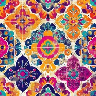 Imagem de Yzogbry Papel de parede vintage amarelo roxo azul marroquino descascar e colar decoração de parede autoadesivo papel de parede adesivo em contato fácil para apartamento de locatário