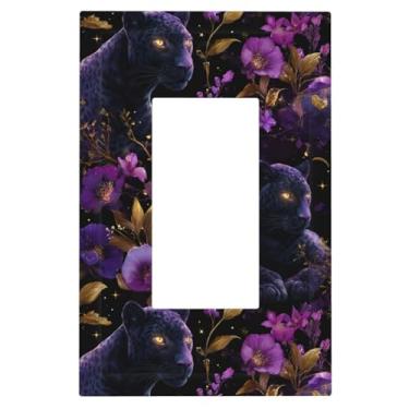 Imagem de 1 Gang Single GFCI Outlet Covers Decorador/Rocker Light Switch Placa de Parede Panteras Negras Flores Dispositivo Elétrico Face Plug Plate Cover para Receptáculo Dimmer Tomada USB