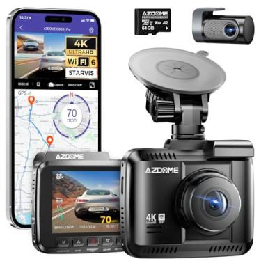 Imagem de AZDOME Dashcam Auto Vorne Hinten 4K/2,5K GPS WiFi Dash Cam Auto mit 64GB SD Karte, Dual Auto Kamera, Parküberwachung, Super Nachtsicht, WDR, Weitwinkel 170°, G-Sensor, Loop-Aufnahme, GS63H Pro