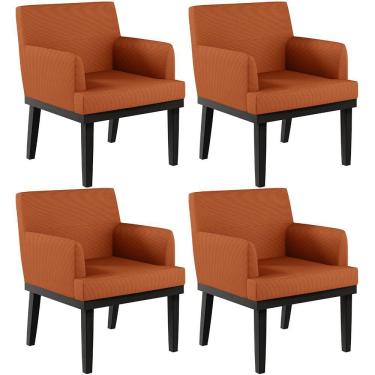 Imagem de Kit 04 Poltronas Decorativas Sala de Estar Base Preto Beatriz W01 Tecido Terracota - Lyam Decor