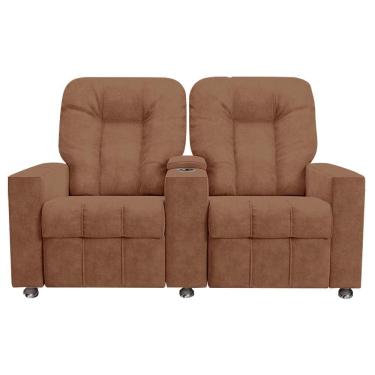 Imagem de Poltrona Reclinável 2 Lugares Sala de Cinema Romeo F05 Veludo Terracota - Lyam Decor