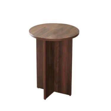 Imagem de Mesa lateral minimalista redonda sofá mesa lateral café, cabeceira pequena adequada para sala de estar, quarto, espaço (natural)