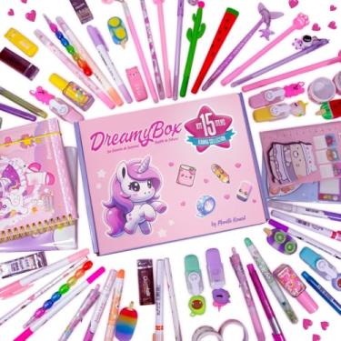 Imagem de Kit de Papelaria Fofa Kawaii Kit 15 Itens Com Caixa de Presente Exclusiva Planeta Kawaii, Presente para Menina, Adolescente, Mulher, Criativo, Papelaria Infantil, Volta às Aulas