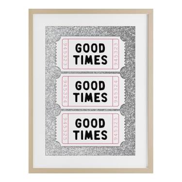 Imagem de Stupell Industries Good Times Glam Tickets Impressão emoldurada de bétula sob vidro, design por Lettered and Lined, 23 x 17