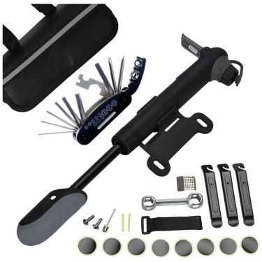 Imagem de Kit de Reparo Emergencial de Bicicleta com Mini Bomba 120 PSI e Bolsa de Transporte, 16...