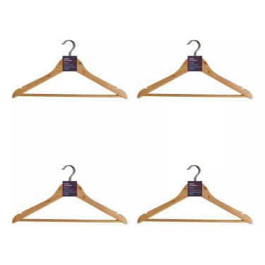 Imagem de Cabide De Madeira Com Gancho Organizador Roupas 3 Cabide