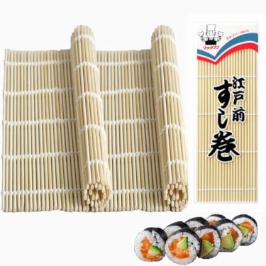 Imagem de JapanBargain 1573 x 2, conjunto de 2 tapetes de sushi de bambu para sushi, máquina de fazer sushi, quadrado de 24 cm