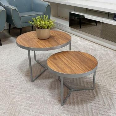 Imagem de Conjunto Mesa de Centro Redonda Dallas Amadeirado - BELI HOUSE